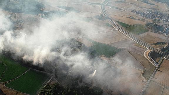 Vista aérea del incendio de Pinarejos. 