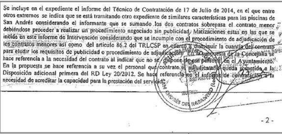 Documento en el que se remarca el incumplimiento en el proceso de adjudicación.