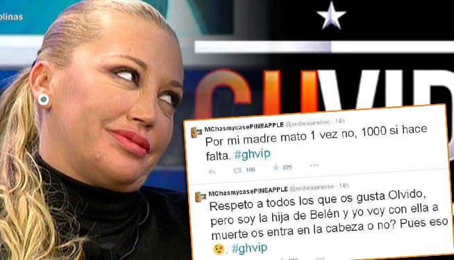 Belén Esteban junto a los tuits enviados por Andrea