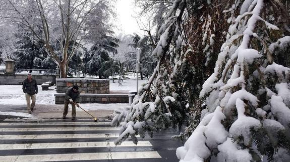 Nieve en Ávila esta mañana.