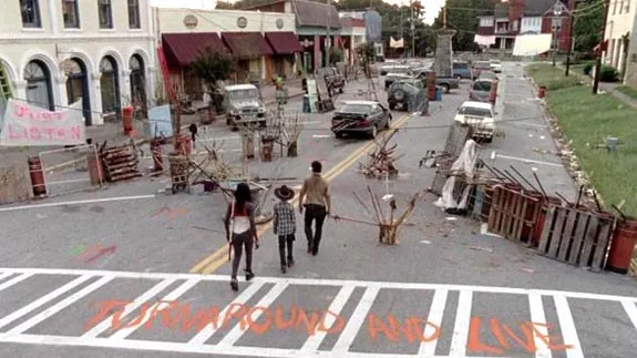 El pueblo de Grantville tras el paso de los zombies.