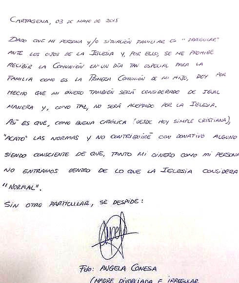 La carta de Ángela Conesa.