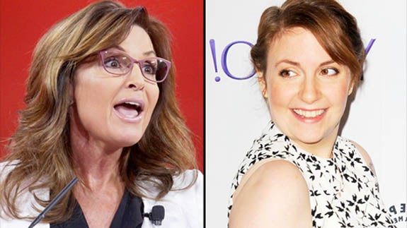 Sarah Palin y, a la derecha, Lena Dunham.