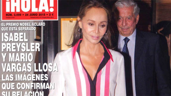Isabel Preysler y Mario Vargas Llosa, en la portada de 'Hola!'.