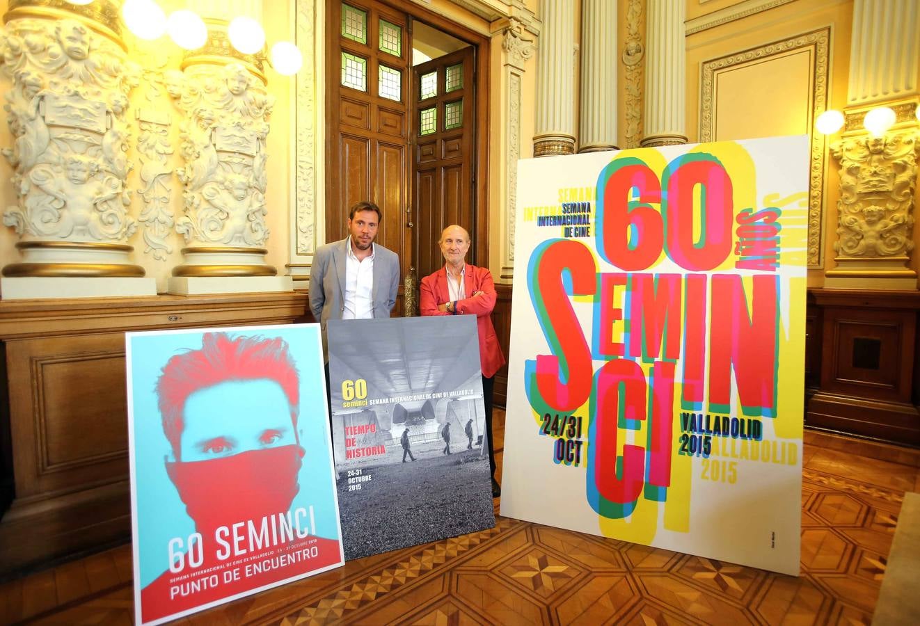 El alcalde de Valladolid, Óscar Puente, junto a Javier Angulo, director de la Seminci, en la presentación de los ciclos. 