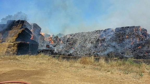 Un incendio quema cientos de pacas de alfalfa en Agropal en Villoldo