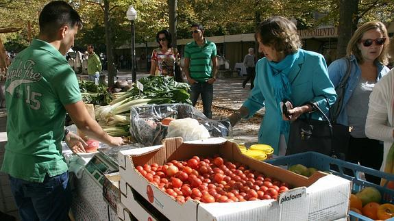 Mercado ecológico, cuya organización asumirá el auxiliar. M. R.
