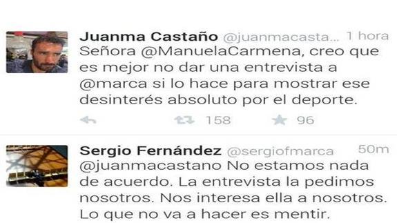 Los tuits de Juanma Castaño y Sergio Fernández.