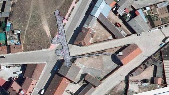 Representación de la planta de la bodega sobre el terreno, una de las aplicaciones de la tecnología.