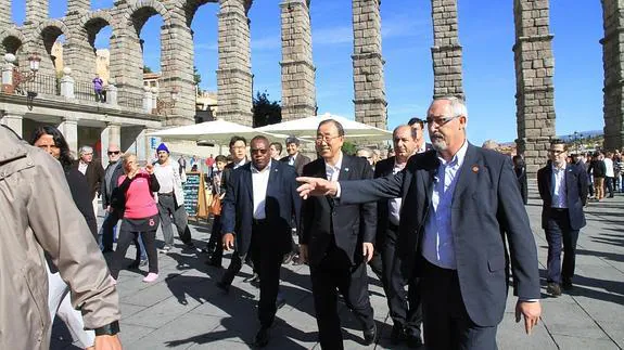 El secretario general de la ONU, Ban Ki-moon, este viernes en Segovia. 