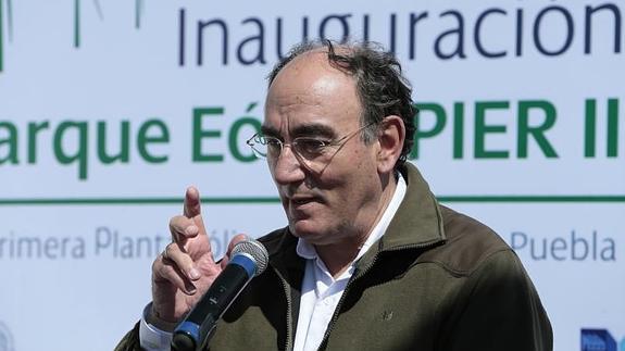 El presidente de Iberdrola Ignacio Sánchez Galán, en la inauguración del Parque Eólico Pier II.