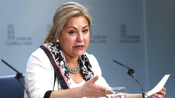 Rosa Valdeón durante la comparecencia ante la prensa para explicar los acuerdos del Consejo de Gobierno.