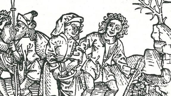 Uno de los grabados de la edición de ''Calila e Dimna', del XVI. 