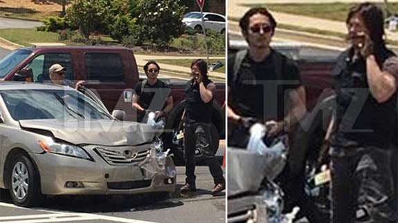 Momento del accidente de coche ocurrido cerca del set de rodaje de 'The Walking Dead'. 