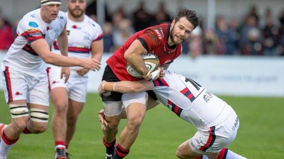 Aaron Penberthy en un partido con Jersey Rugby FC. 