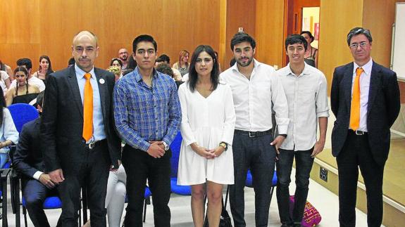 Jesús Galende, Alain Villegas,Esperanza Morales, Roberto Cortés, Alberto Suárez y Julio Pindado. 