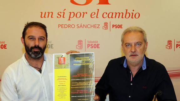Luis Fernández Bayón y el Secretario de Organización del Psoe en Valladolid,Pedro Pablo Santamaría,presentan el Homenaje en Memoria de los Represaliados del Franquismo que se celebrá en Cabezón de Pisuerga