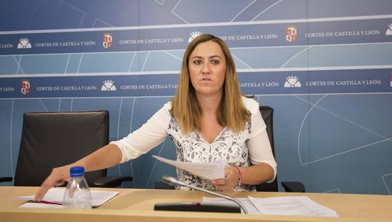 Virginia Barcones, presentando las enmiendas de su formación al proyecto de Ley del Estatuto del Alto Cargo de Castilla y León