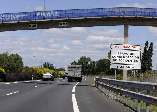 Señal de Tramo de Concentración de Accidentes (TCA) en la N-601