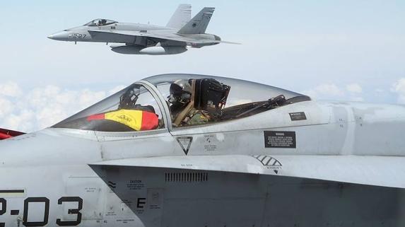 Dos aviones F-18 del Ejército del Aire