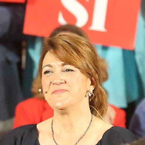 Soraya Rodríguez durante un mitin del PSOE en junio.