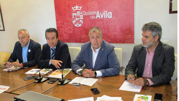 Javier Melgosa, coordinador del CAIT; Vidal Galicia, alcalde de Arévalo; Rafael Pérez, diputado de Turismo, Asuntos Europeos y Energía; y Roberto Rodríguez, técnico del Área de Turismo.
