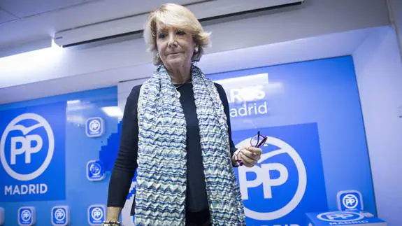 Esperanza Aguirre, en febrero de este año, cuando dimitió como presidenta del PP de Madrid. 