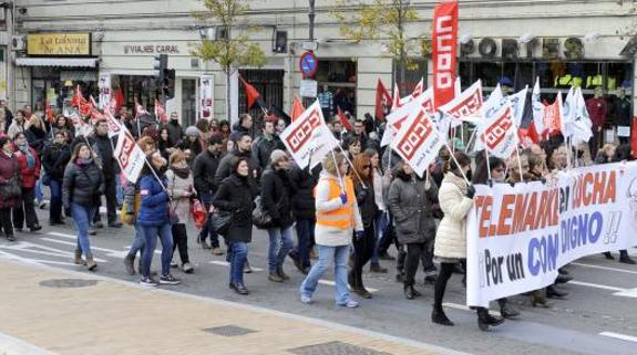 Un momento de la manifestación realizada este lunes en Valladolid. 