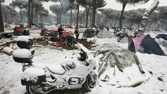 Nieve en la zona de acampada de Pingüinos en el año 2009.