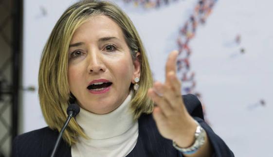 La consejera Alicia García, en la rueda de prensa de balance sobre el Sistema de Garantía Juvenil. 