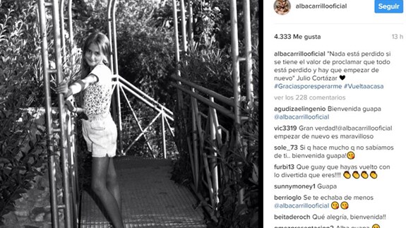 Alba Carrillo regresa a Instagram