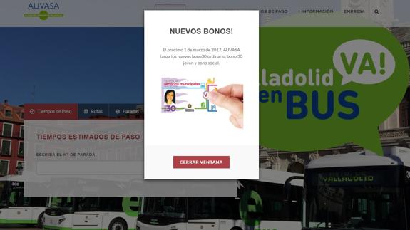 La web de Auvasa ya ofrece la posibilidad de adquirir los nuevos bonos. 