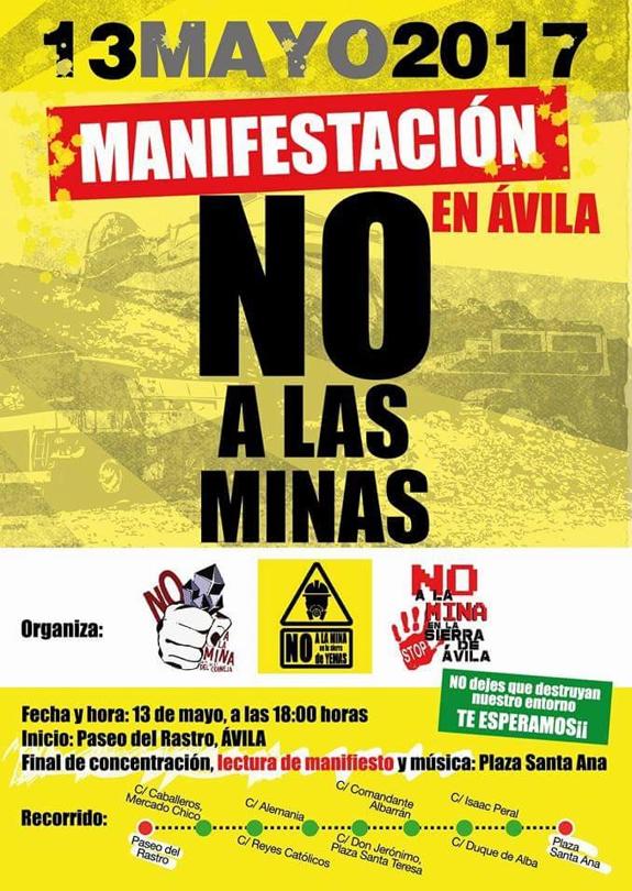 Las plataformas anti-mina se unirán en una manifestación en Ávila