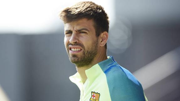 Gerard Piqué durante un entrenamiento con su club el pasado mes de abril.