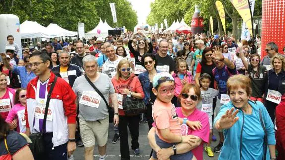 Un momento de la salida de la Marcha, junto a la Acera de Recoletos. 