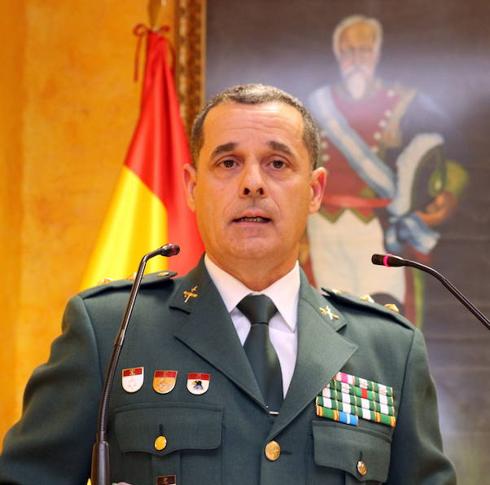 El teniente coronel jefe de la Comandancia de la Guardia Civil de Segovia, José Luis Ramírez, en una reciente intervención por el aniversario del Cuerpo.