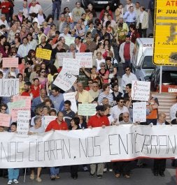 Los vecinos de Pilarica, durante su manifestación del día 7. / M. Á. S.
