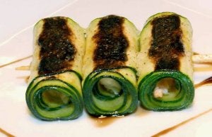 Brocheta de cigala y calabacín