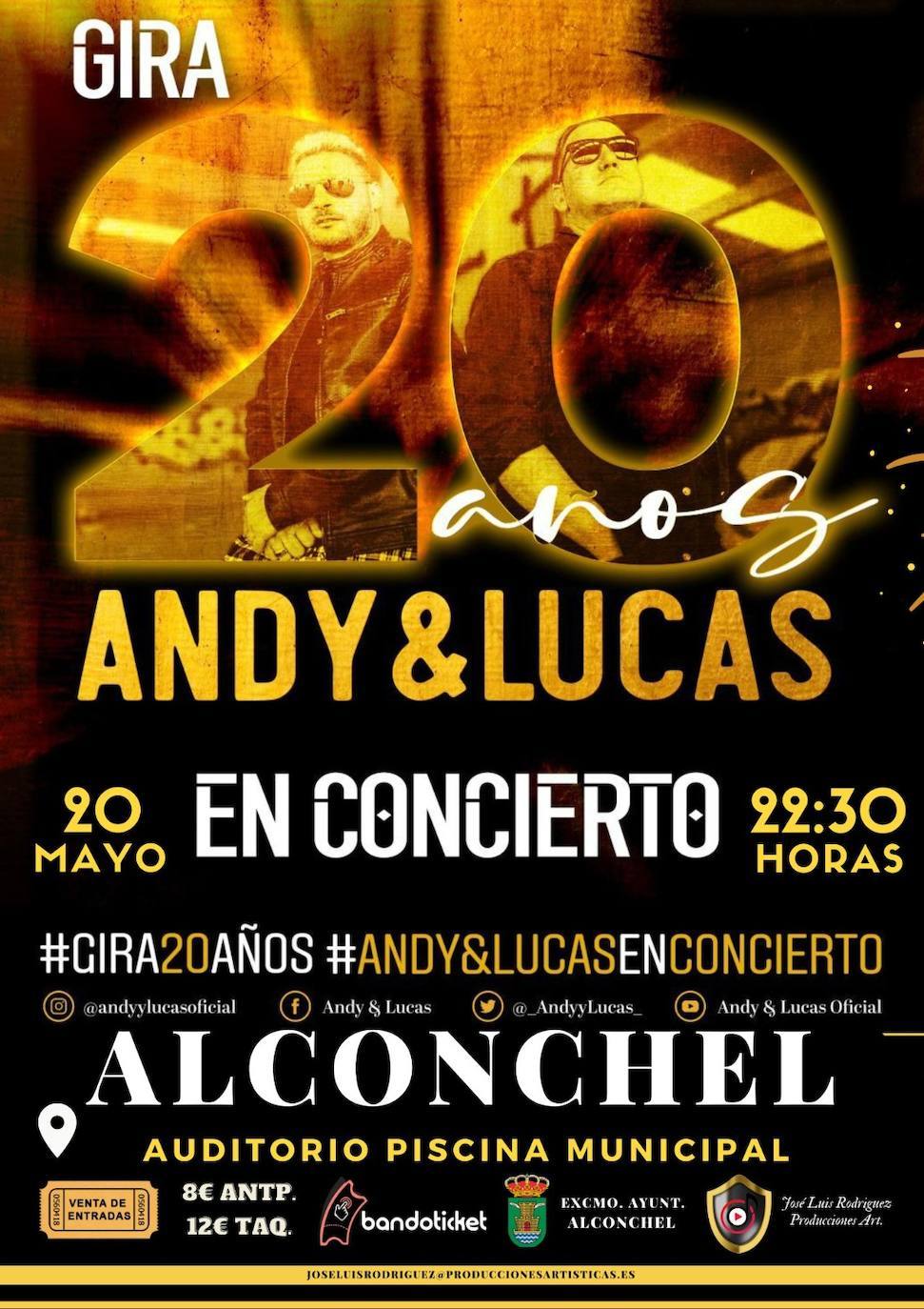 Cartel del concierto de Andy & Lucas en Alconchel.