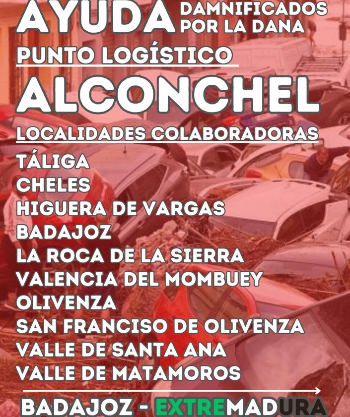 Imagen secundaria 2 - Arriba, grupo de voluntarios/as de Alconchel que se encargaron de llenar el tráiler. Abajo, recepción del camión en Paiporta, por parte de alconcheleros residentes en la zona, y que agradecen la ayuda recibida de Alconchel y otros municipios pacenses.