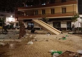 La imagen de la plaza de Extremadura, con el toldo destrozado, se convirtió en viral
