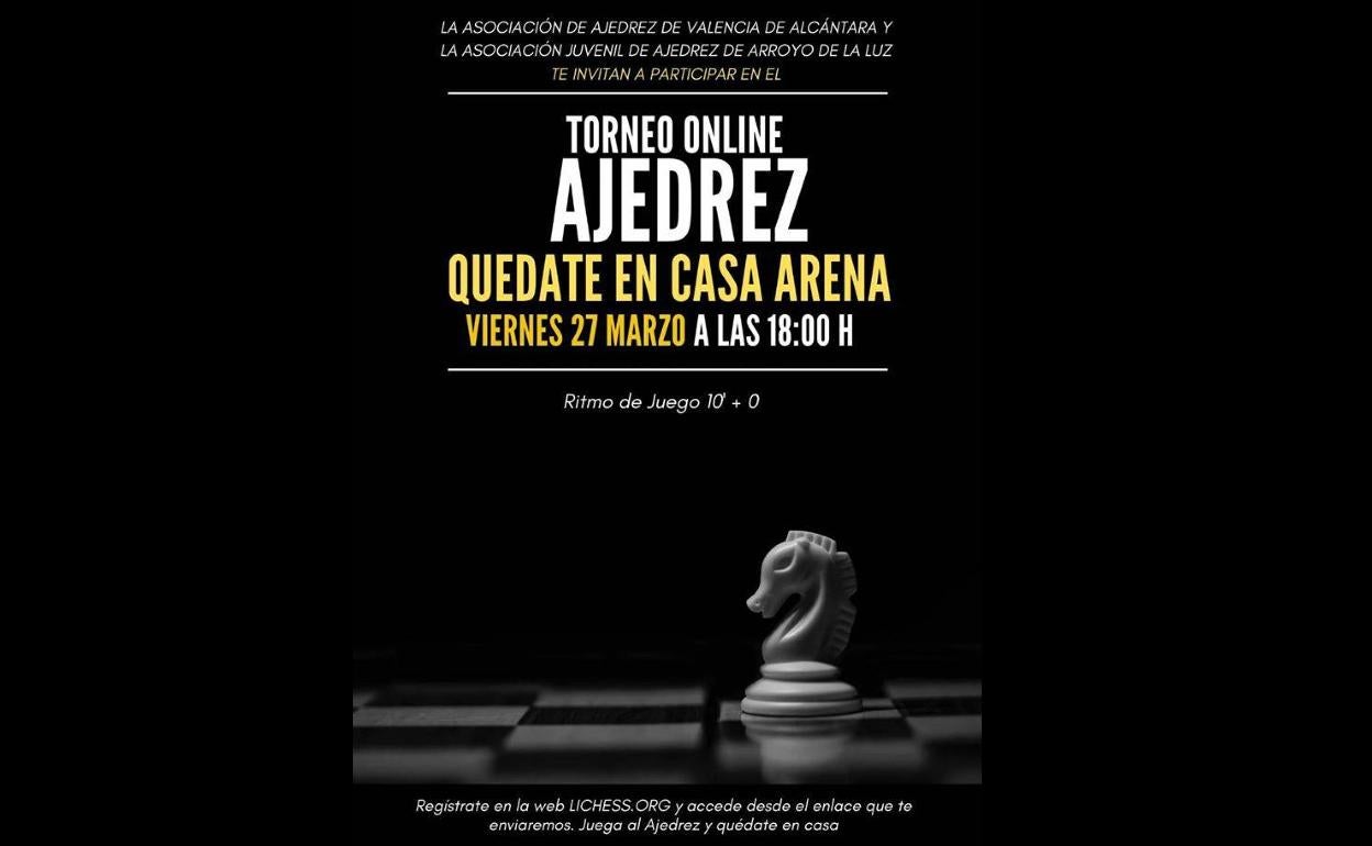 La Asociación Juvenil de Ajedrez de Arroyo de la Luz y la Asociación de Ajedrez de Valencia de Alcántara organizan un torneo de Ajedrez Online
