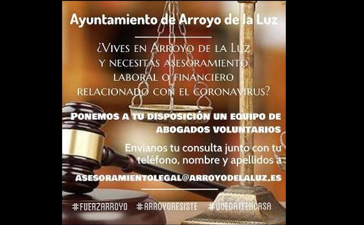 Un equipo de abogados voluntarios asesorará a los arroyanos en temas laborales y financieros relacionados con el coronavirus