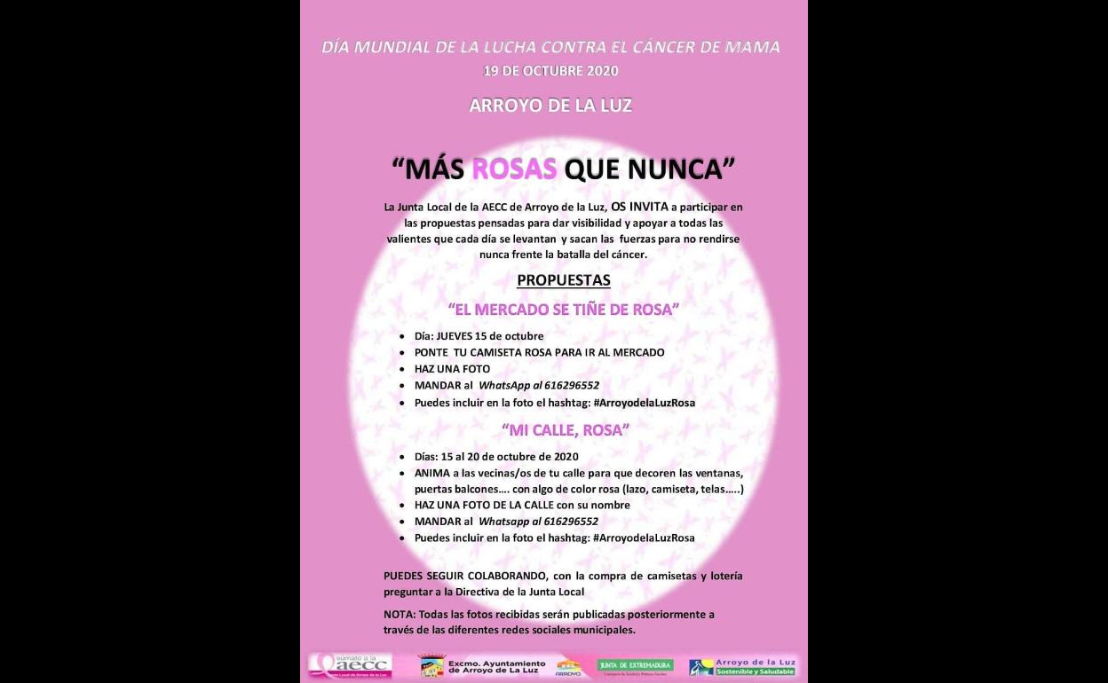 Mañana, 15 de octubre, el mercado de Arroyo de la Luz se teñirá de rosa