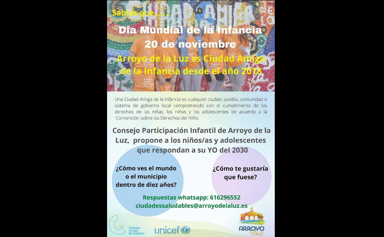 Arroyo de la Luz celebra el Día Mundial de la Infancia animando a niños y jóvenes a imaginar el mundo dentro de 10 años
