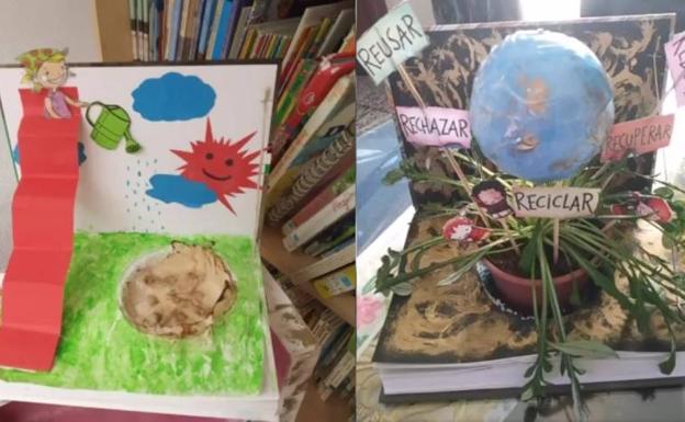 Dos de los libros reutilizados. 