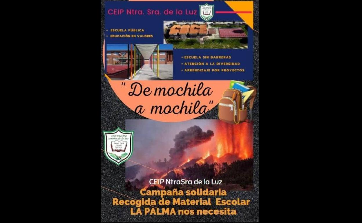 El CEIP Ntra. Sra. de la Luz organiza una campaña de recogida de material escolar para La Palma