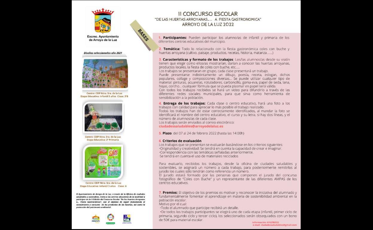 Convocado el II Concurso Escolar 'De las huertas arroyanas a fiesta gastronómica'