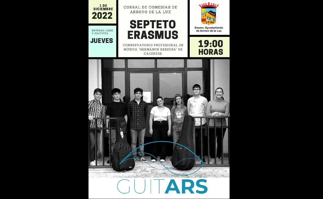 El Corral de Comedias acogerá un concierto del septeto Erasmus del Conservatorio Hermanos Berzosa de Cáceres