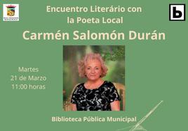 Un encuentro con Carmen Salomón Durán para conmemorar el Día de la Poesía